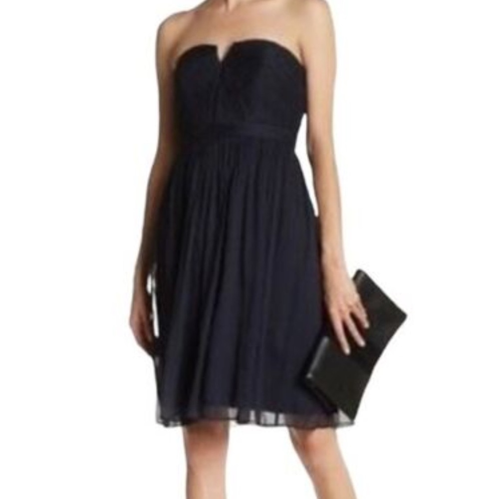 NWT J Crew Nadia Strapless Silk Chiffon Black Cocktail Dress sz 6